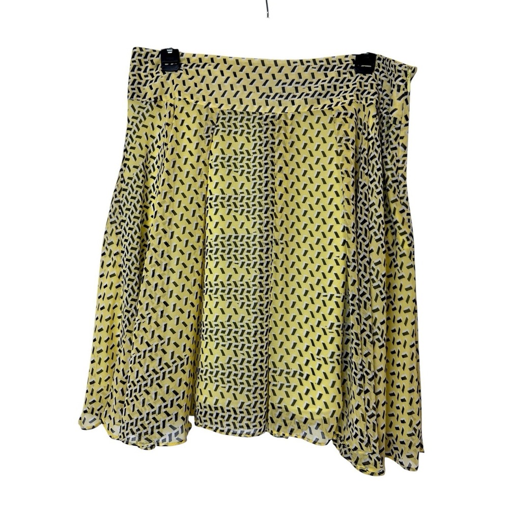 INC International Concepts Skirt Flowy Size 12 Yellow Geometric A-Line Lined
